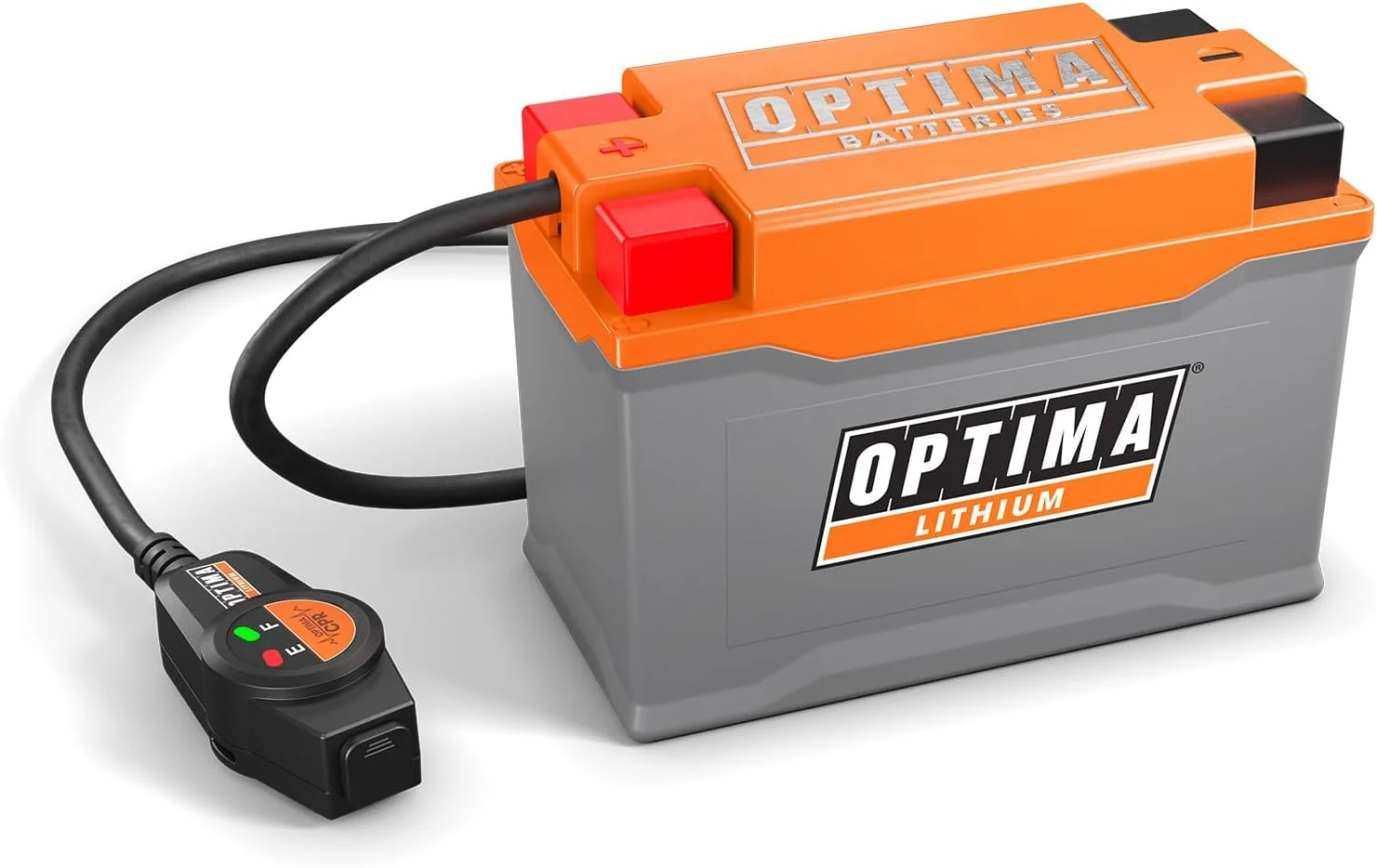 OPTIMA QUAD12 ORANGETOP Lithium – Built-in Engine Start Reserve with BMS and Powerlink Cable – 380 Cranking Amps, 4.5AH, LED Display, Storage Mode – Replaces YTX9-BS, YTZ10S, YT12B-4, YTZ14S, YT12A-BS