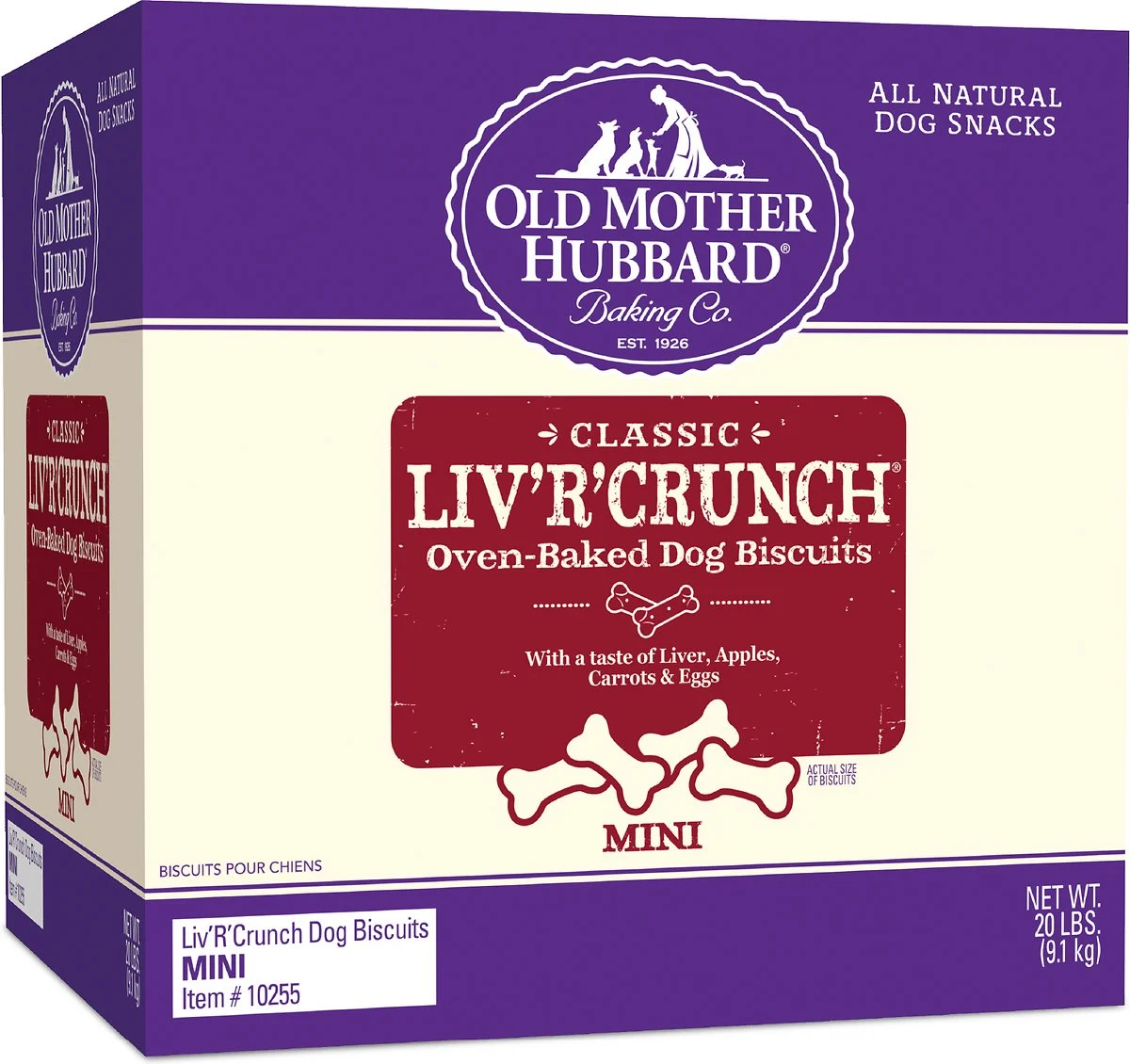 Old Mother Hubbard Classic Liv’R’Crunch Biscuits Mini Baked Dog Treats, 20 lbs.