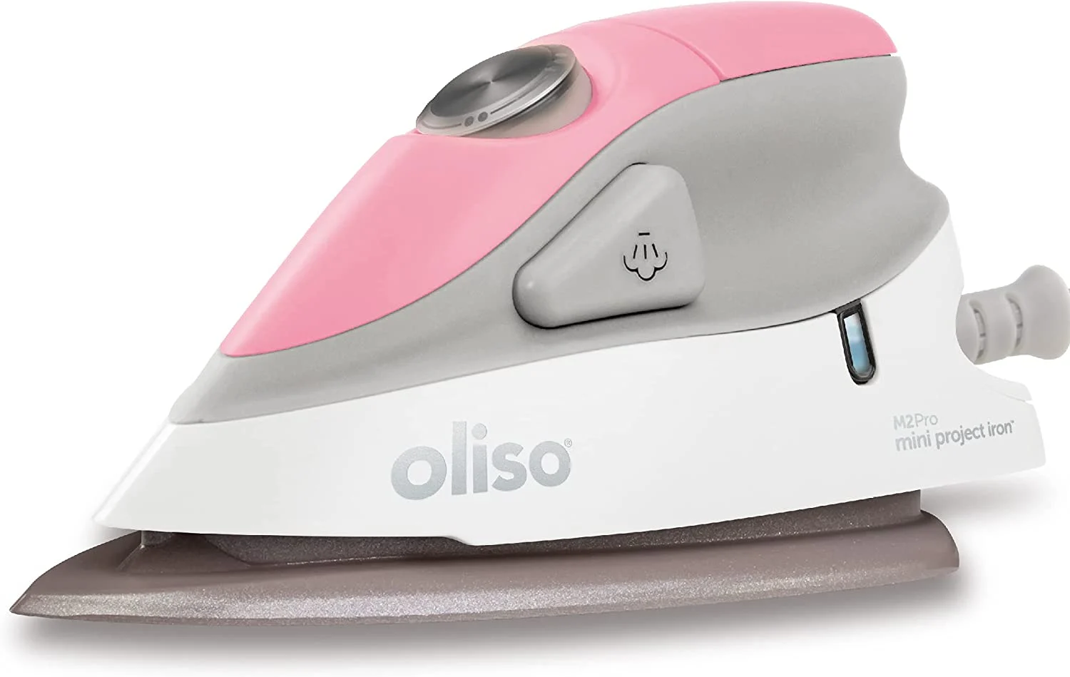 Oliso M2 Mini Project Steam Iron with Solemate – for Sewing, Quilting, Crafting, and Travel | 1000 Watt Dual Voltage Ceramic Soleplate Steam Iron, Pink
