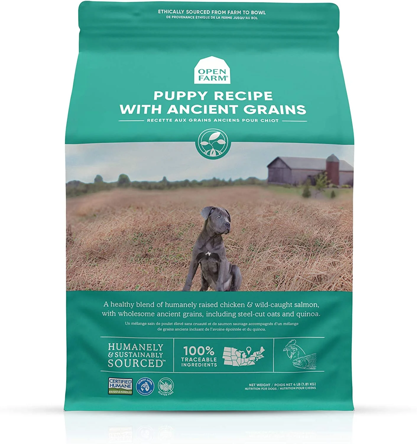 Open Farm Ancient Grains Dry Dog Food, Humanely Raised Meat Recipe with Wholesome Grains and No Artificial Flavors or Preservatives 22 Pound (Pack of 1)