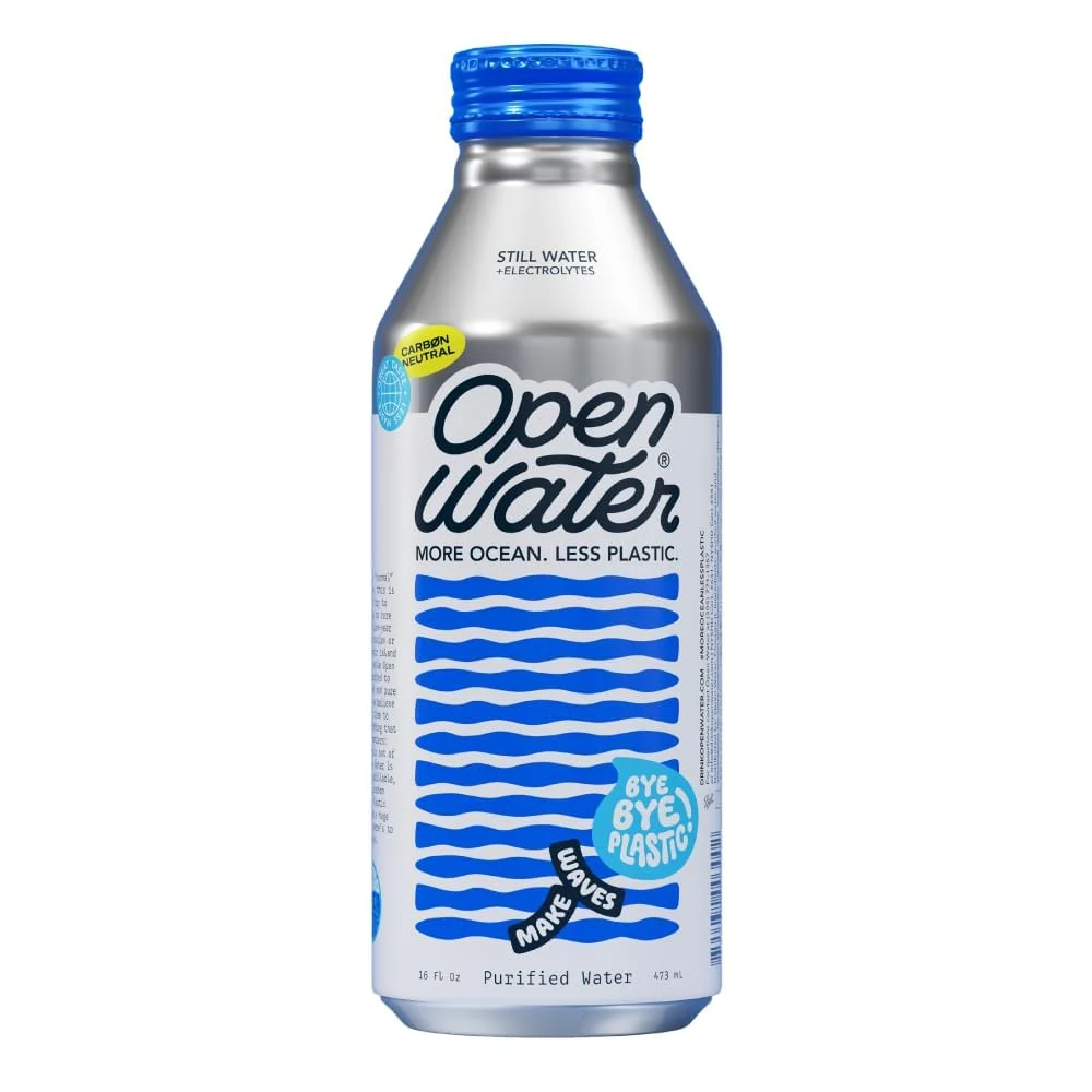 Open Water Still Bottled Water with Electrolytes in 16-oz Aluminum Bottles (6 Cases, 72 bottles – Still) | BPA-free and Eco friendly