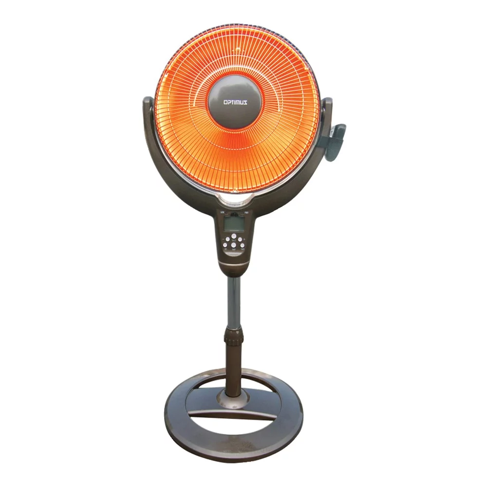 Optimus H-4501 14″ Adjustable Oscillating Pedestal Dish Heater w/ Remote Control