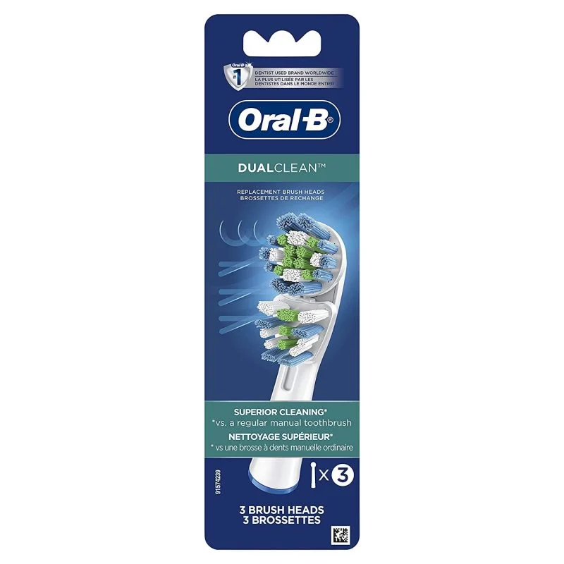 Oral-B Dual Clean Replacement Electric Toothbrush Replacement Heads, 3ct