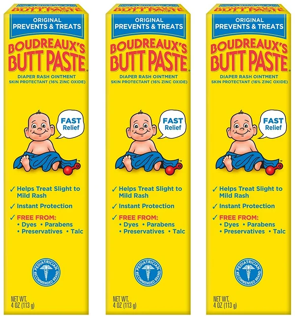 Original Boudreaux’s Butt Paste Diaper Rash Ointment, 4 Oz, 3 Pack