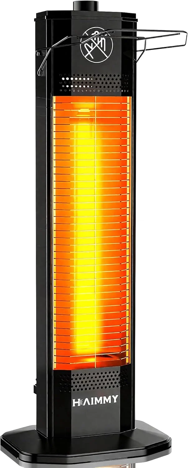 Outdoor Electric Patio Heater, Haimmy 27- inch Outdoor Electric Patio Heater, 1200W Instant Heating, 2 Heat Levels, Tip-Over & Overheat Protection, IPX5 Waterproof Tower Space Heater