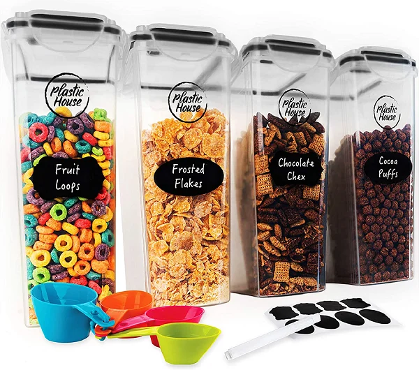 Plastic House Large Cereal Containers Storage Set Dispenser Approx