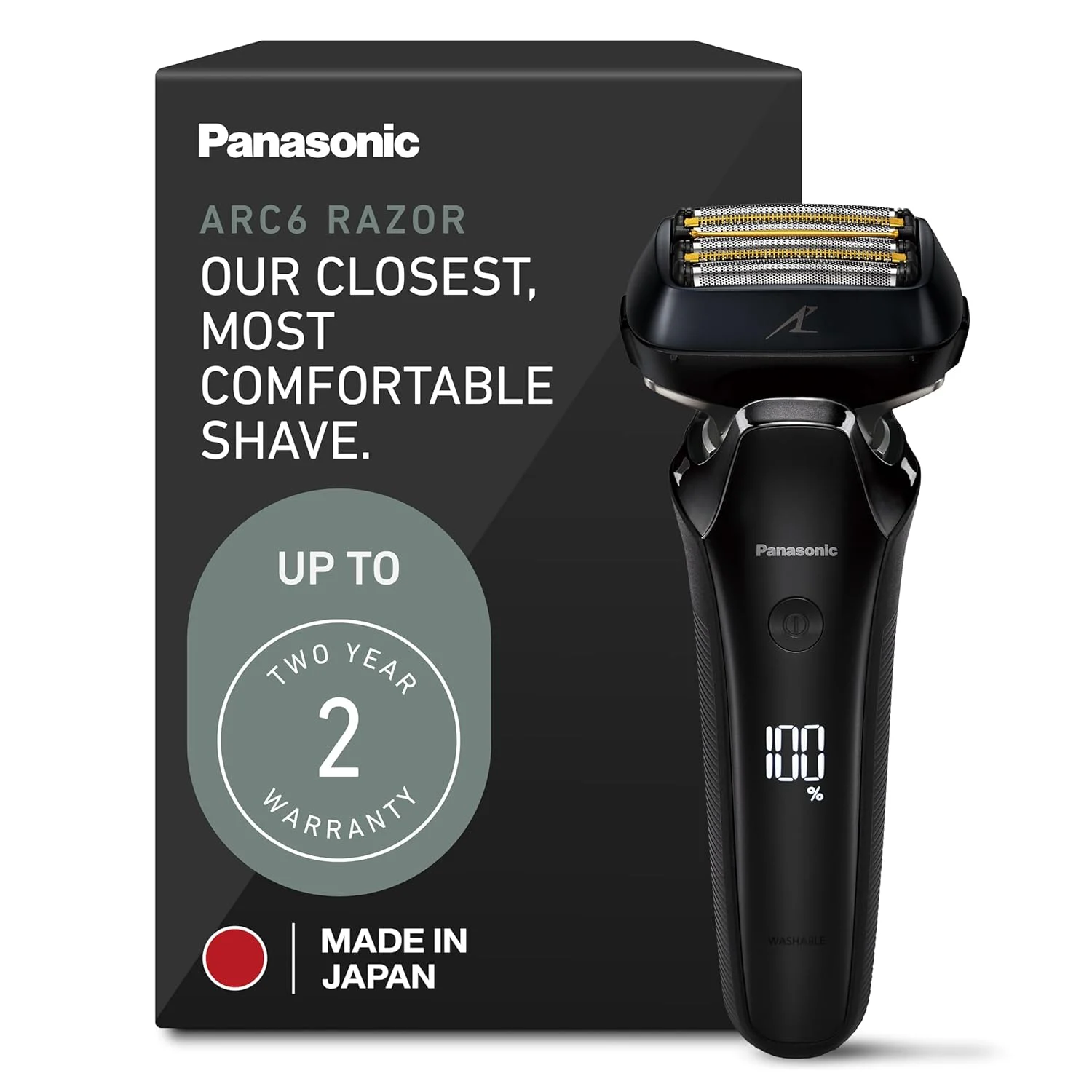 Panasonic ARC6 Electric Razor for Men Face, Wet & Dry Shavers for Men with Foil Shaver, Pop-up Trimmer, Ultra-Fast 6-Blade, Smart Shave Sensor, 22D Flexible Pivoting Head – ES-LS8A-K (Black)
