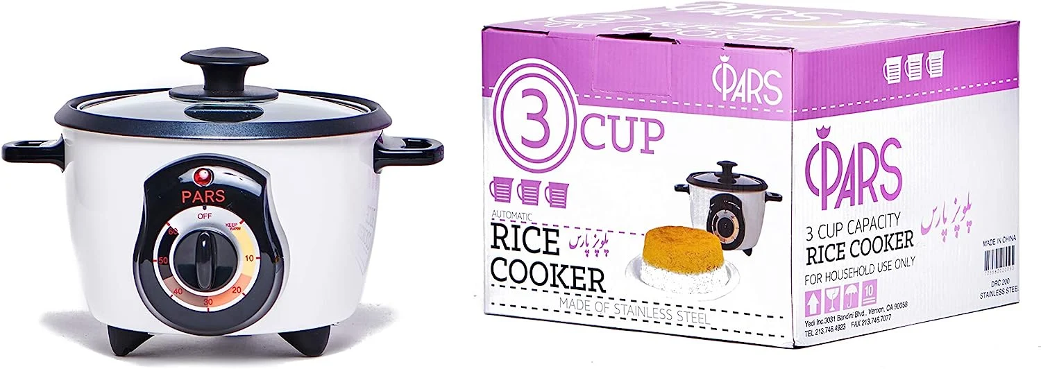 Pars Automatic Persian Rice Cooker – Tahdig Rice Maker Perfect Rice Crust 3 Cup
