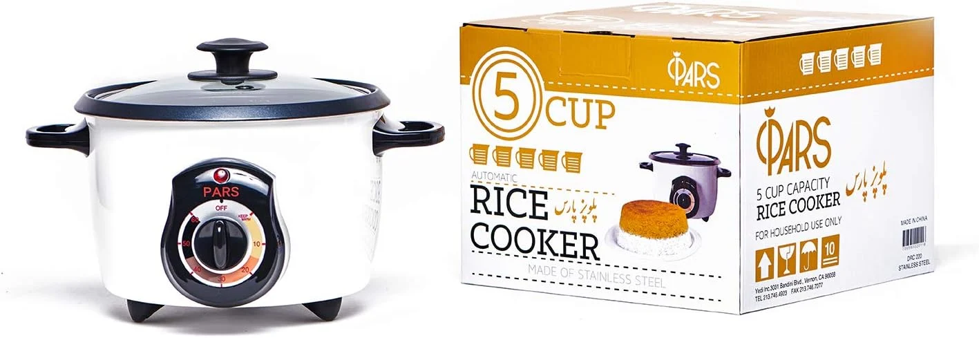 Pars Automatic Persian Rice Cooker – Tahdig Rice Maker Perfect Rice Crust, 5 Cup