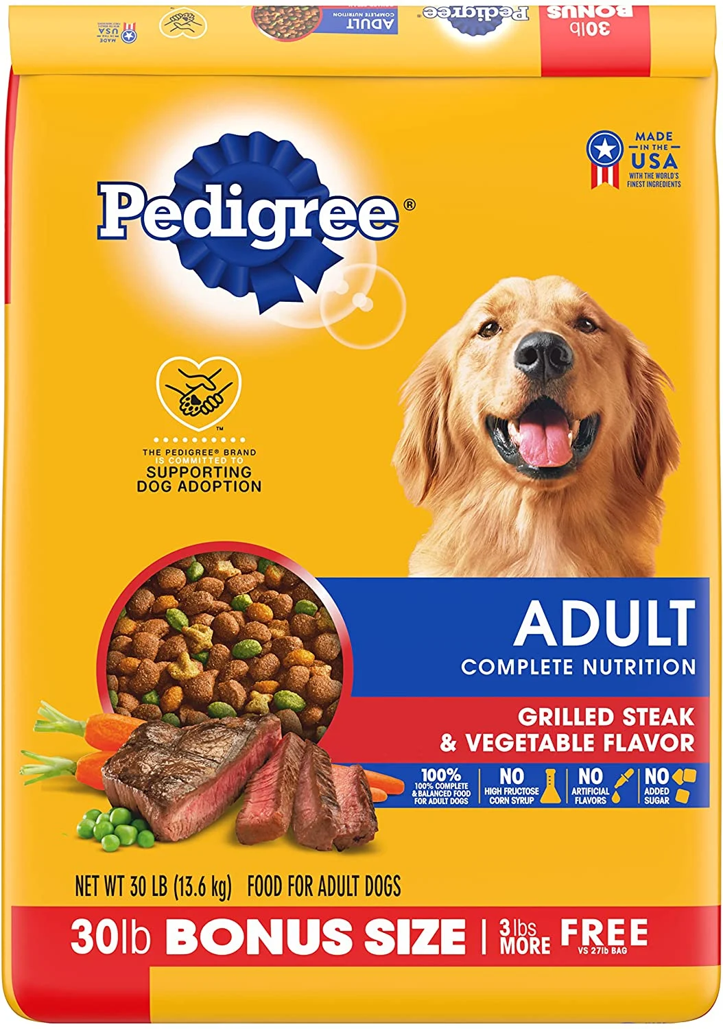 Pedigree Adult Dry Dog Food, Steak & Vegetable, 33 lb.