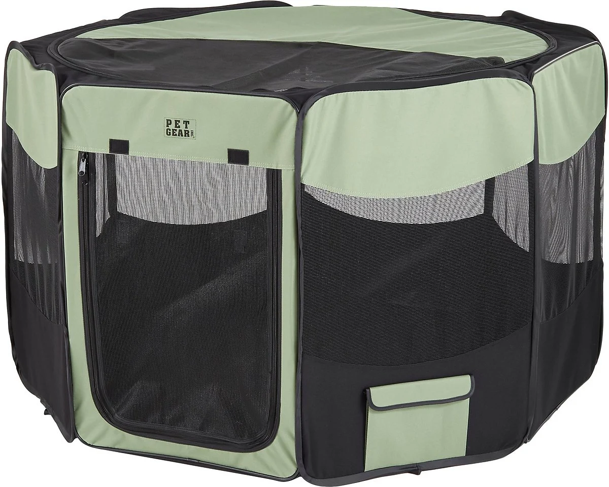 Pet Gear Travel Lite Soft-Sided Dog & Cat Pen with Removable Top, Sage, Large