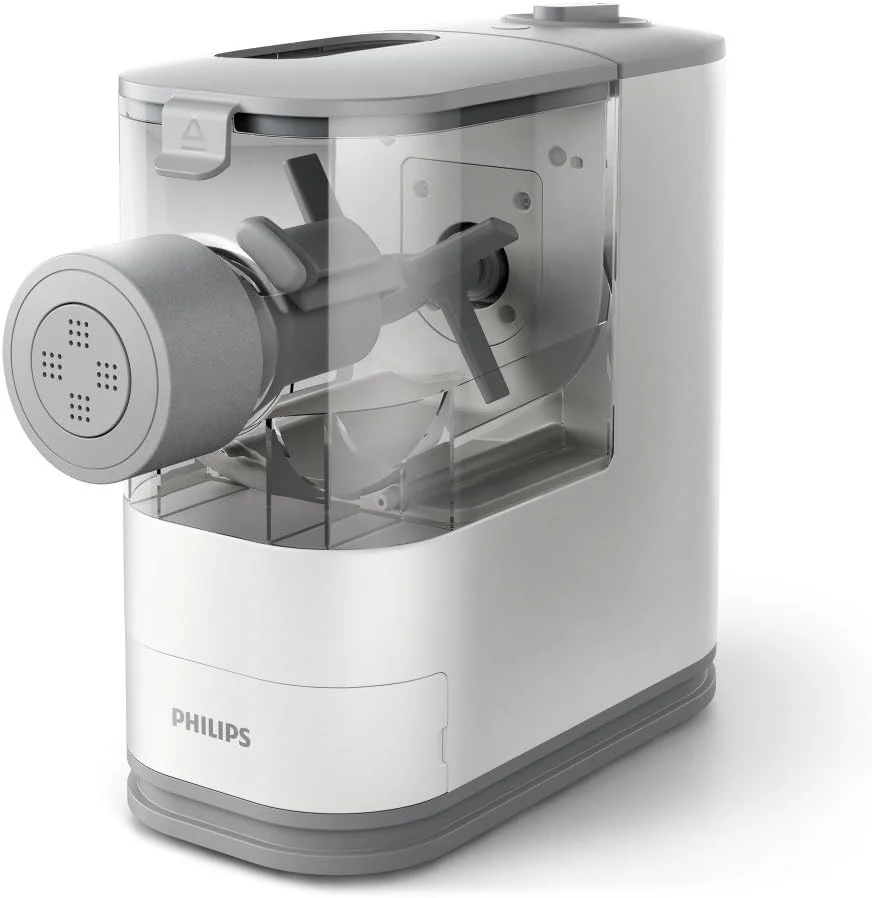 Philips Kitchen Appliances Compact Pasta and Noodle Maker, Viva Collection, Comes with 3 Default Classic Pasta Shaping Discs, Fully Automatic, Recipe Book, Small, White (HR2370/05)