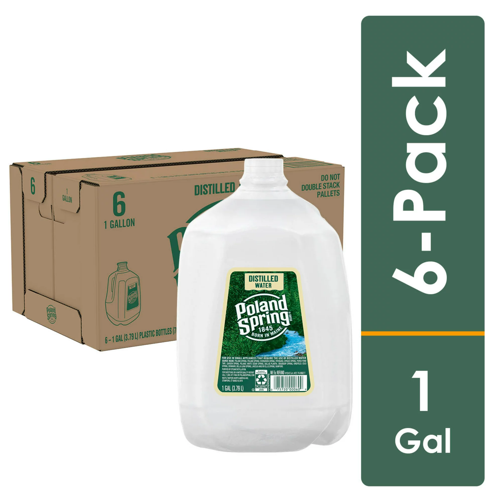Poland Spring Distilled Water 128 Fl Oz 6 Count Jugs