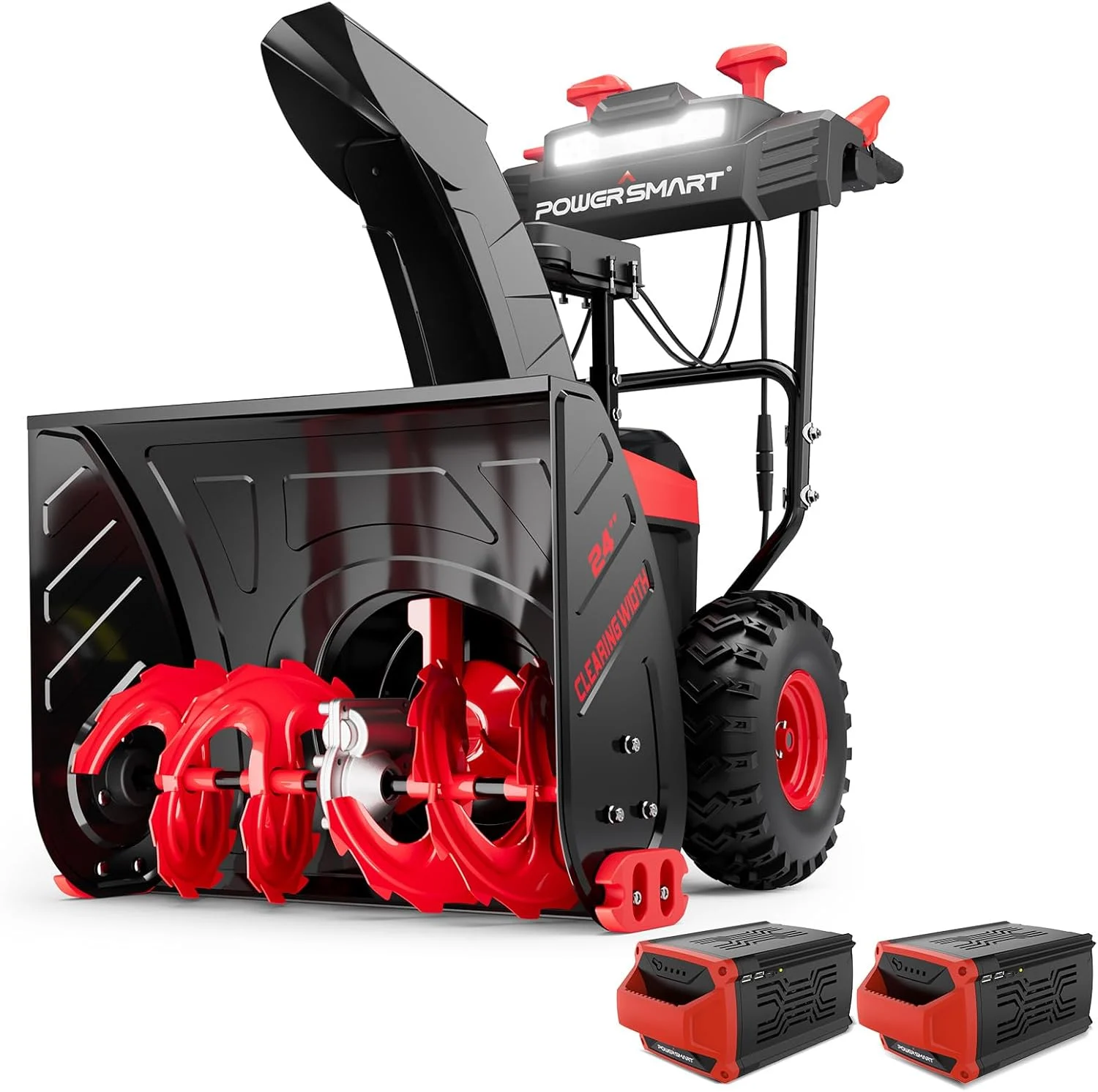 PowerSmart HB2805B 80V 24″ Cordless Snow Blower, 2-Stage Self-Propelled with (2) 6.0Ah Batteries & (1) Charger