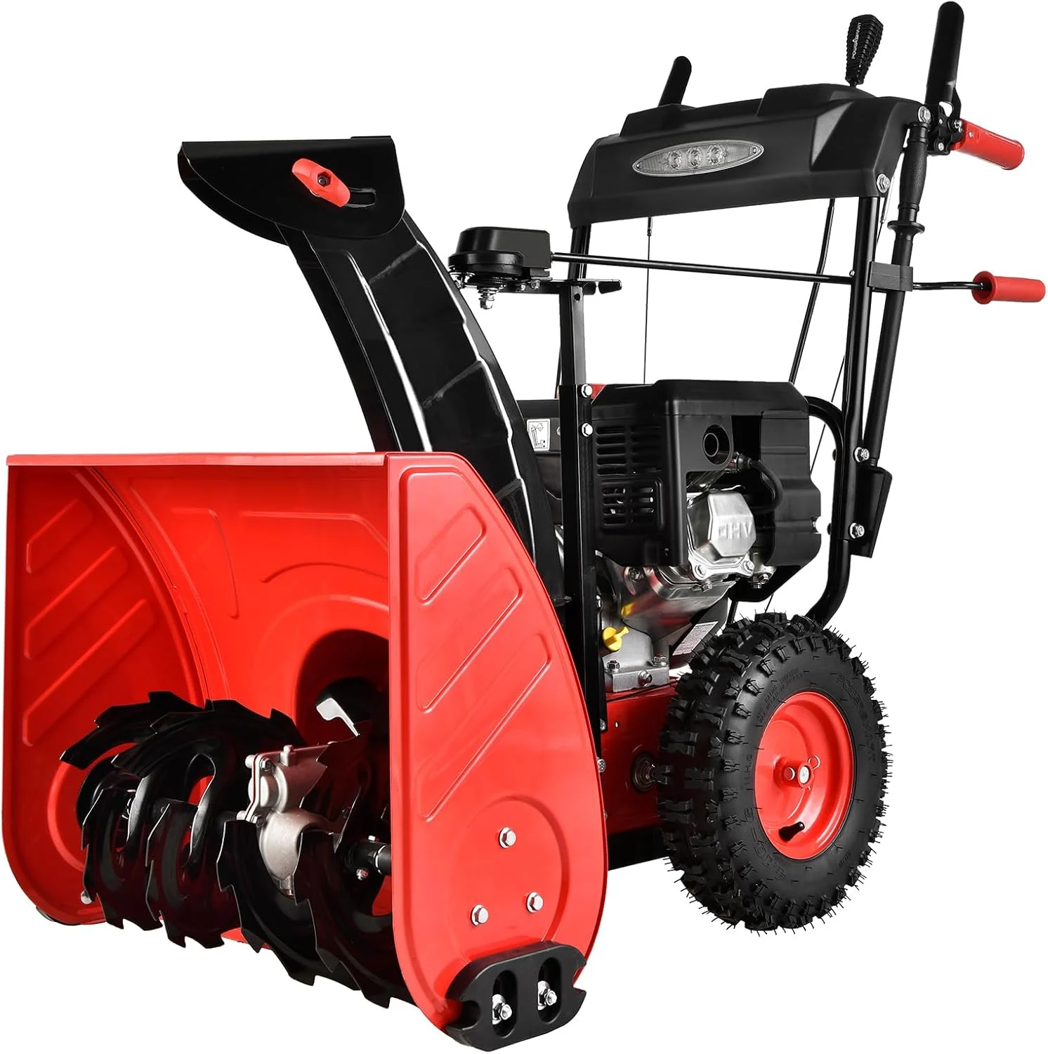 PowerSmart PS24LED 26-Inch Self Propelled Two-Stage Snow Blower Gas Powered 212cc Engine with Electric Start, LED Headlight
