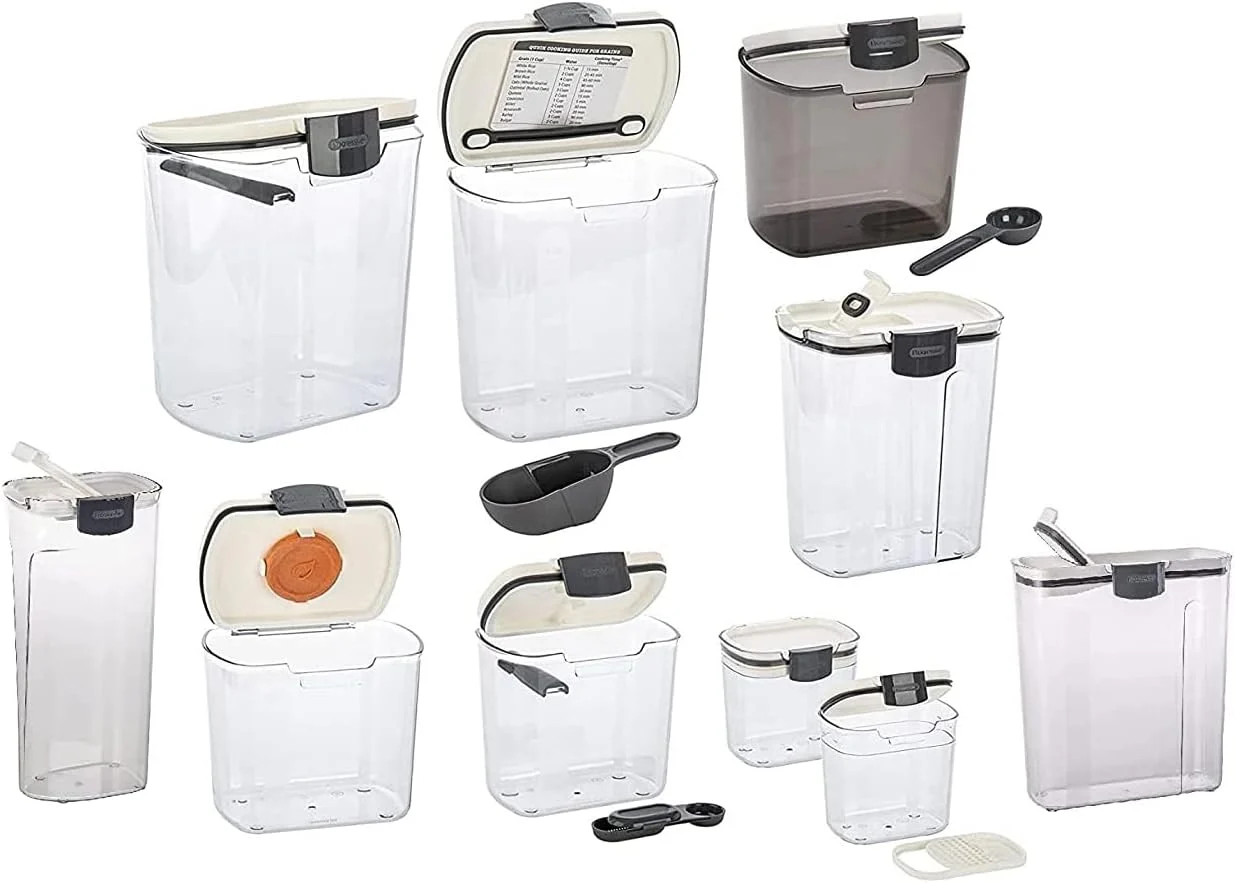 Progressive ProKeeper Baker’s Airtight Kitchen Storage Canister Container Set for Flour, Sugar & More, Keeps Ingredients Fresh, with Accessories (Multicolor, 10- Piece)