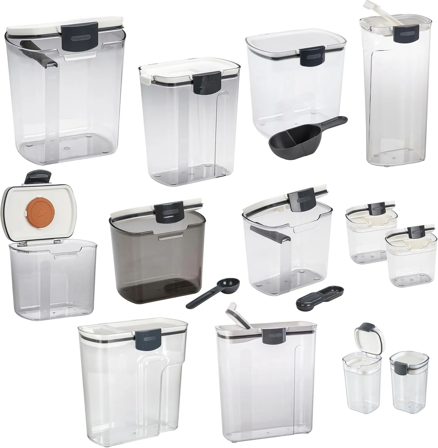 Progressive ProKeeper Baker’s Airtight Kitchen Storage Canister Container Set for Flour, Sugar & More, Keeps Ingredients Fresh, with Accessories (Multicolor, 13- Piece)