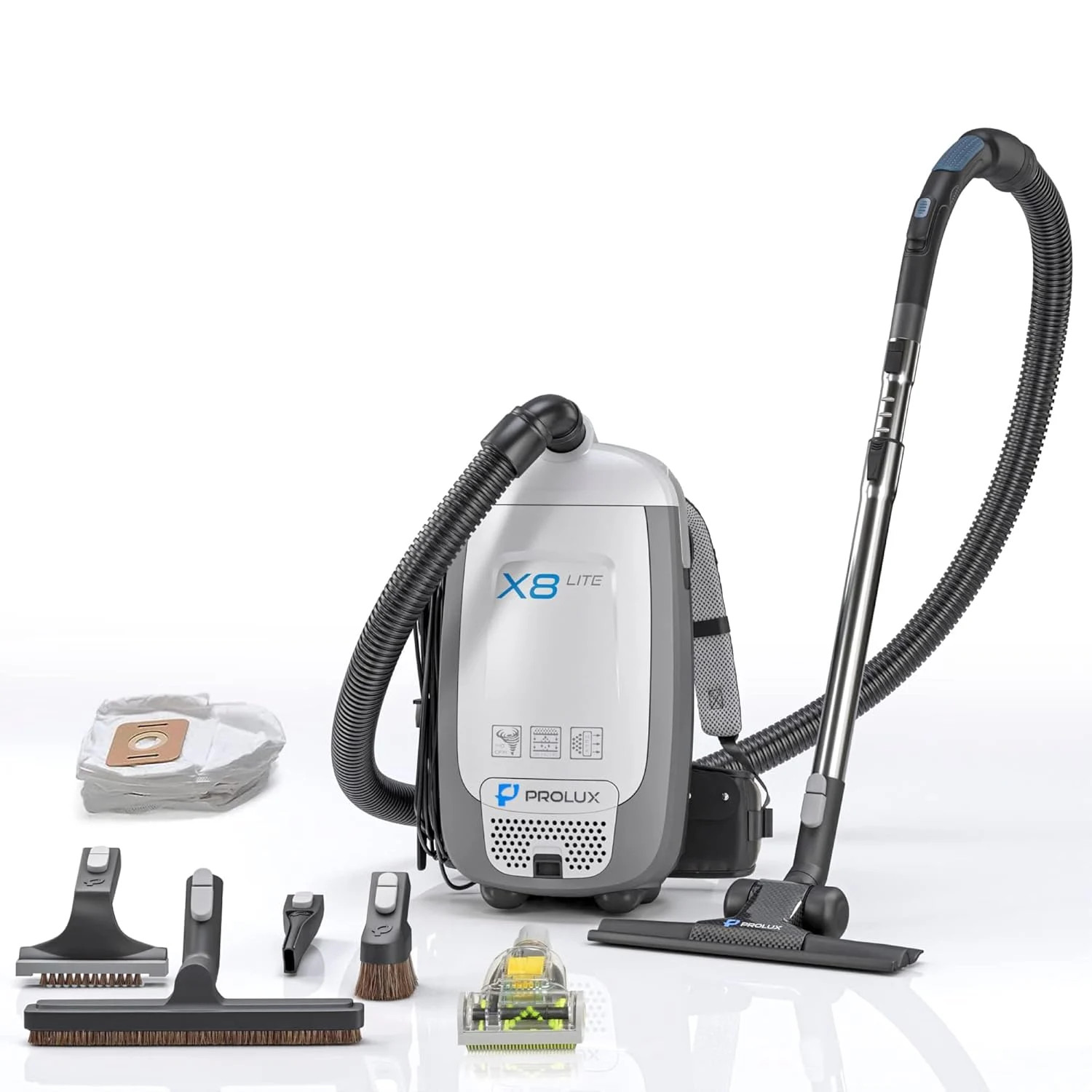 Prolux X8 Lite Backpack Canister Vacuum – Lightweight HEPA Filtration for Multi-Surface Cleaning