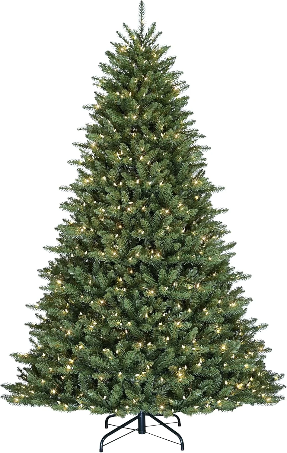 Puleo International 6.5ft Pre-Lit Full Fraser Fir Artificial Christmas Tree with 500 Clear Lights, 1775 Realistic Dense Branch Tips, Easy Setup Artificial Trees with Sturdy Metal Stand