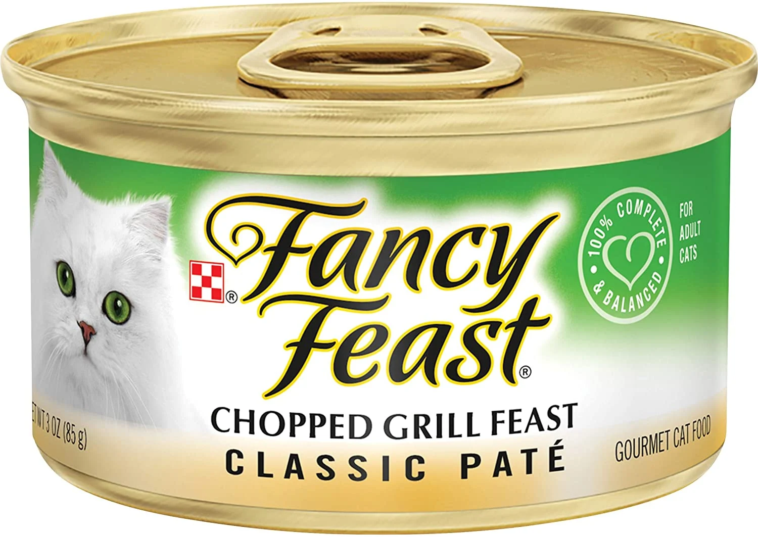 Purina Fancy Feast Grain Free Pate Wet Cat Food, Classic Pate Chopped Grill Feast – (24) 3 oz. Cans