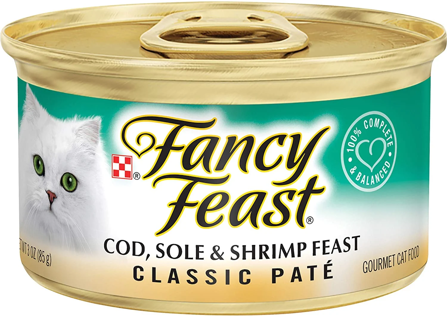 Purina Fancy Feast Grain Free Pate Wet Cat Food, Classic Pate Cod, Sole & Shrimp Feast – (24) 3 oz. Cans