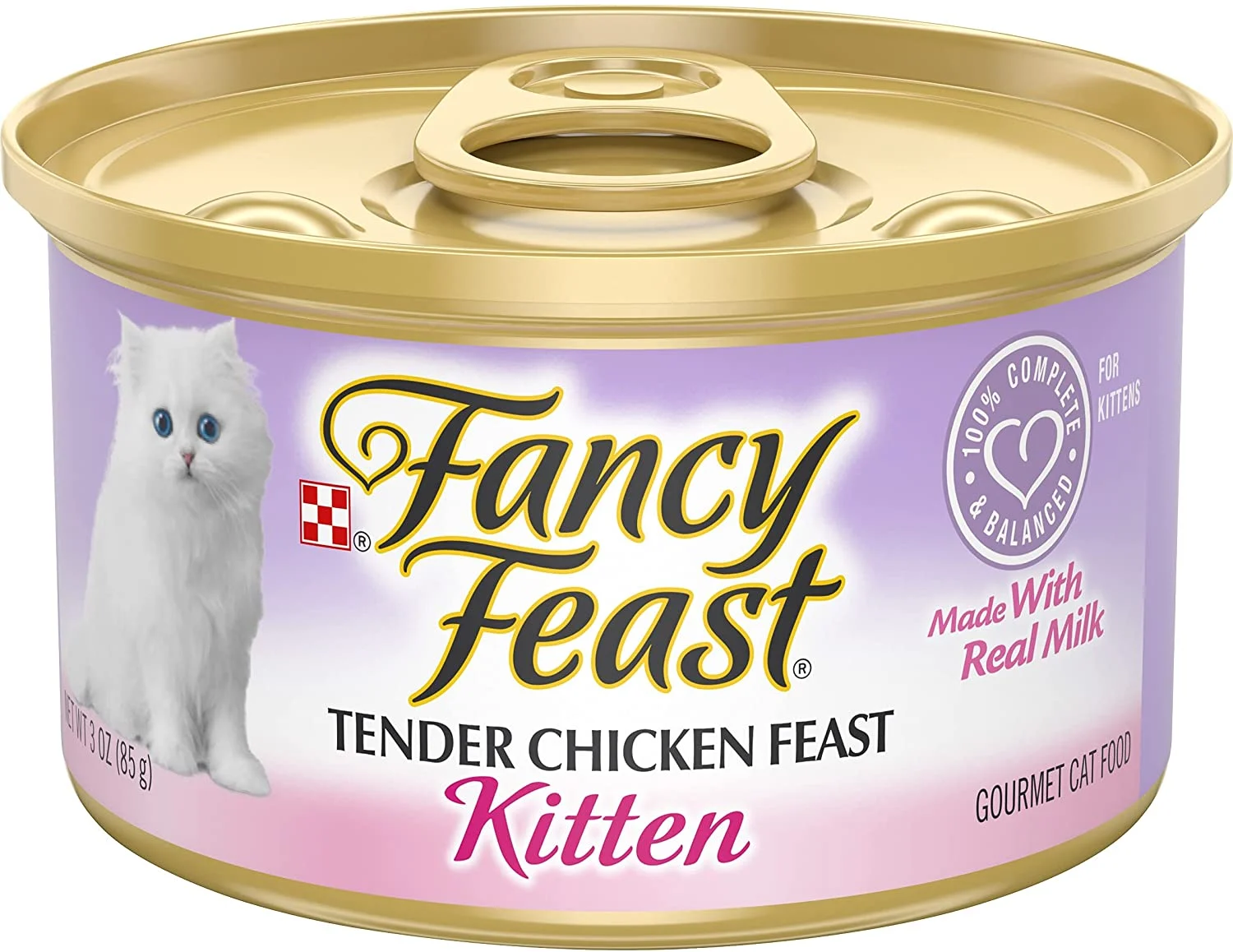 Purina Fancy Feast Grain Free Pate Wet Kitten Food, Tender Chicken Feast – (24) 3 oz. Cans
