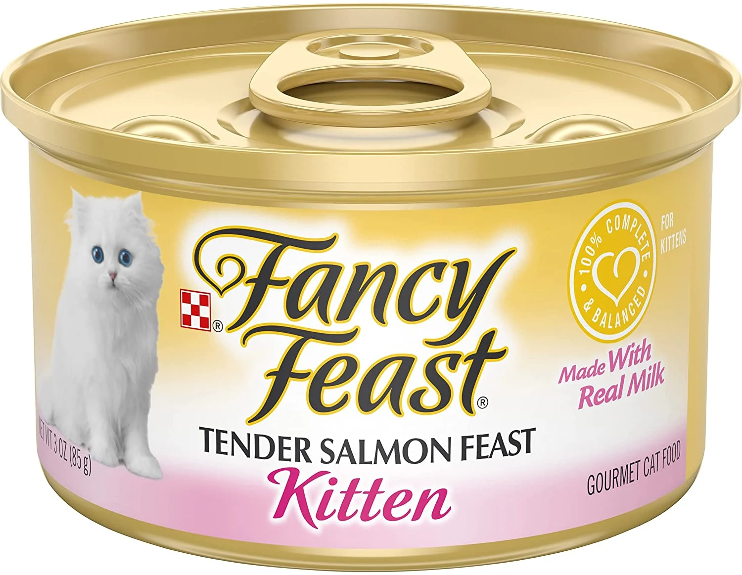 Purina Fancy Feast Grain Free Pate Wet Kitten Food, Tender Salmon Feast – (24) 3 oz. Cans