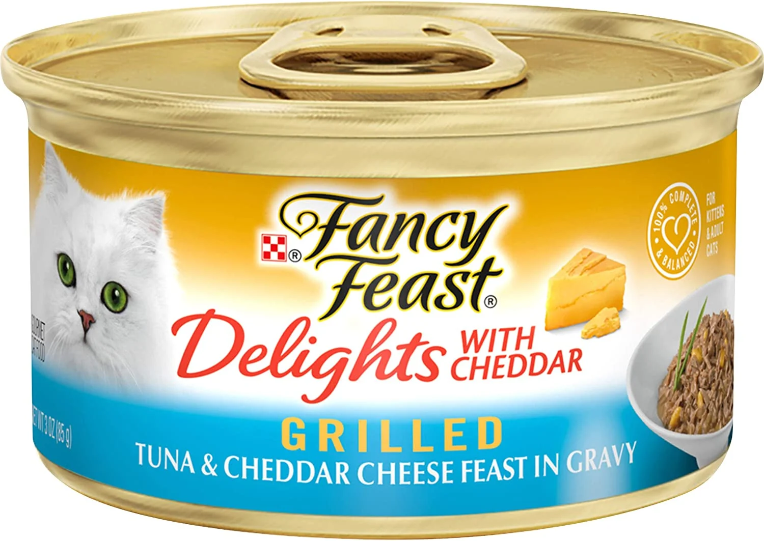 Purina Fancy Feast Grilled Gravy Wet Cat Food, Delights Grilled Tuna & Cheddar Cheese Feast – (24) 3 oz. Cans