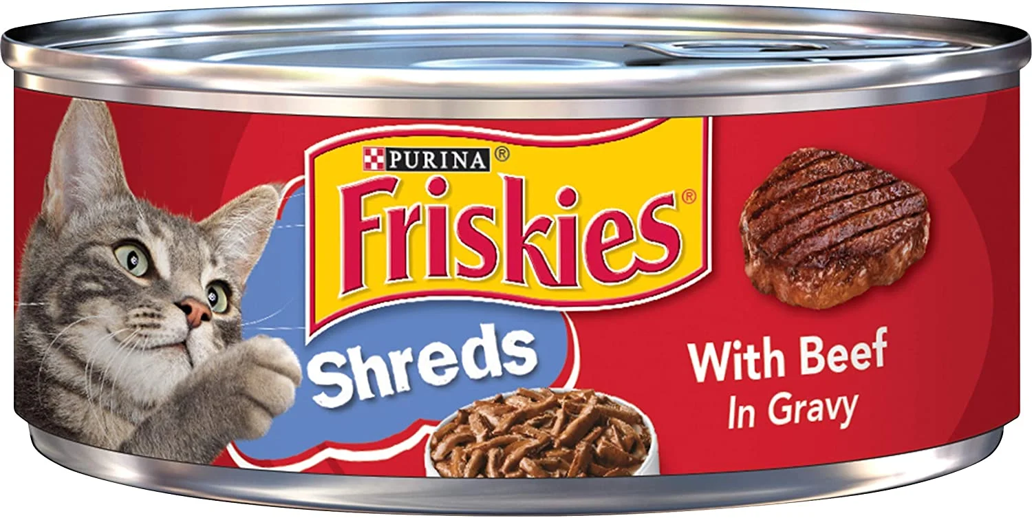Purina Friskies Gravy Wet Cat Food, Shreds With Beef in Gravy – (24) 5.5 oz. Cans