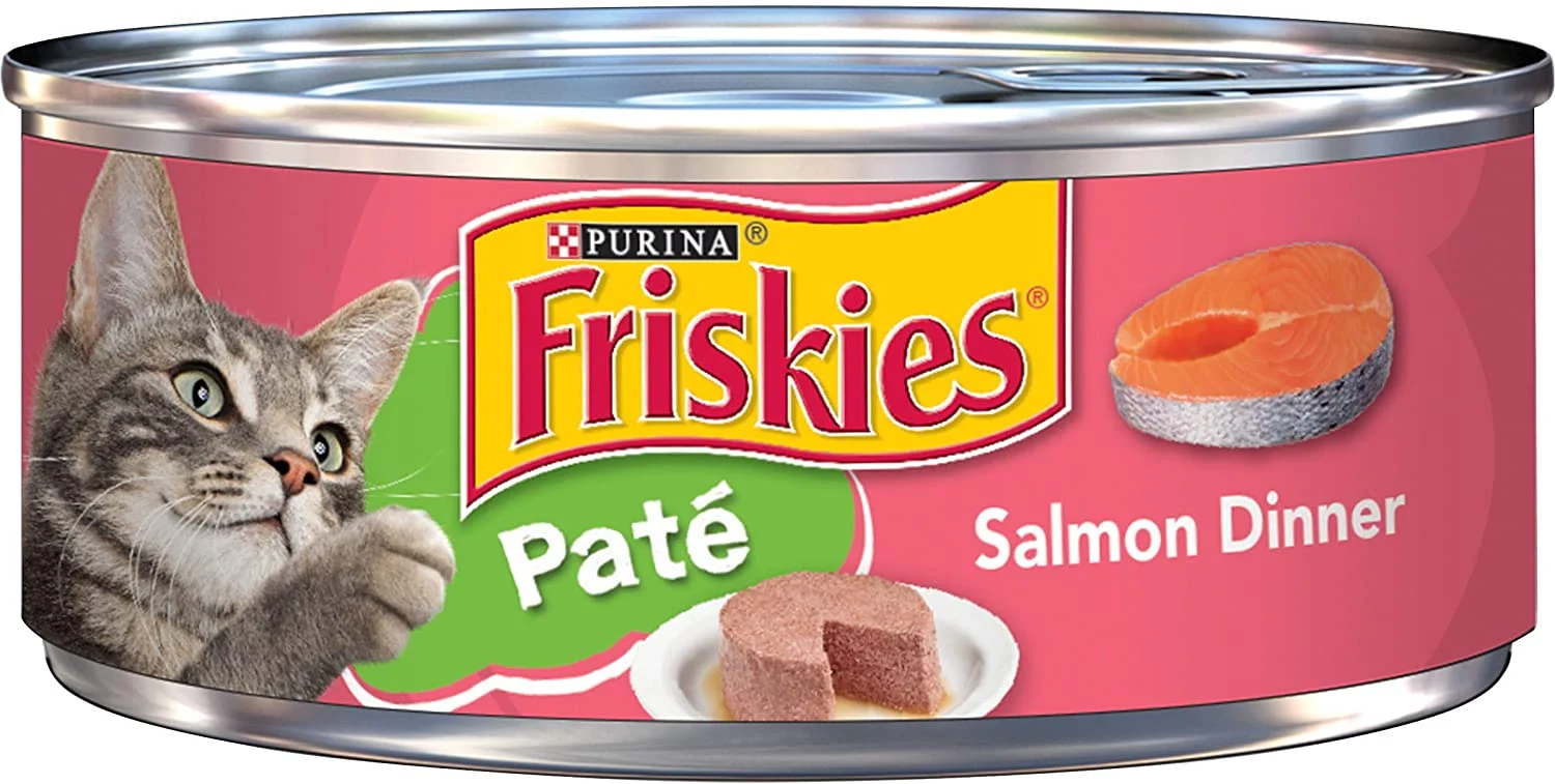 Purina Friskies Pate Wet Cat Food, Salmon Dinner – (24) 5.5 oz. Cans