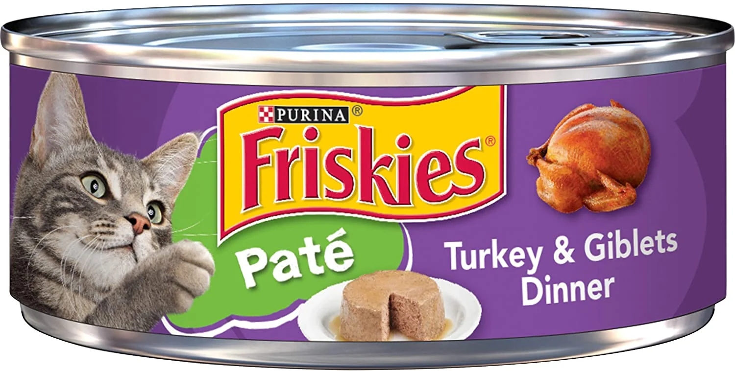 Purina Friskies Pate Wet Cat Food, Turkey & Giblets Dinner – (24) 5.5 oz. Cans