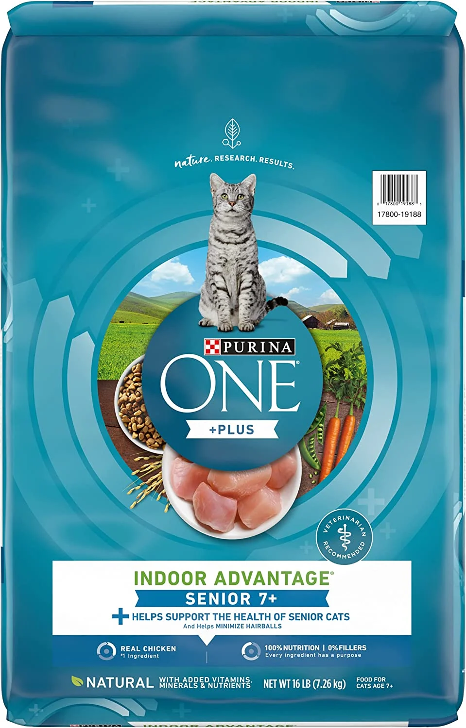 Purina ONE High Protein, Natural Senior Dry Cat Food, Indoor Advantage Senior+ 16 lb. Bag