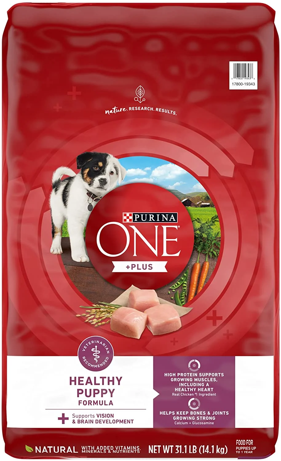 Purina ONE Natural, High Protein Dry Puppy Food, +Plus Healthy Puppy Formula – 31.1 lb. Bag