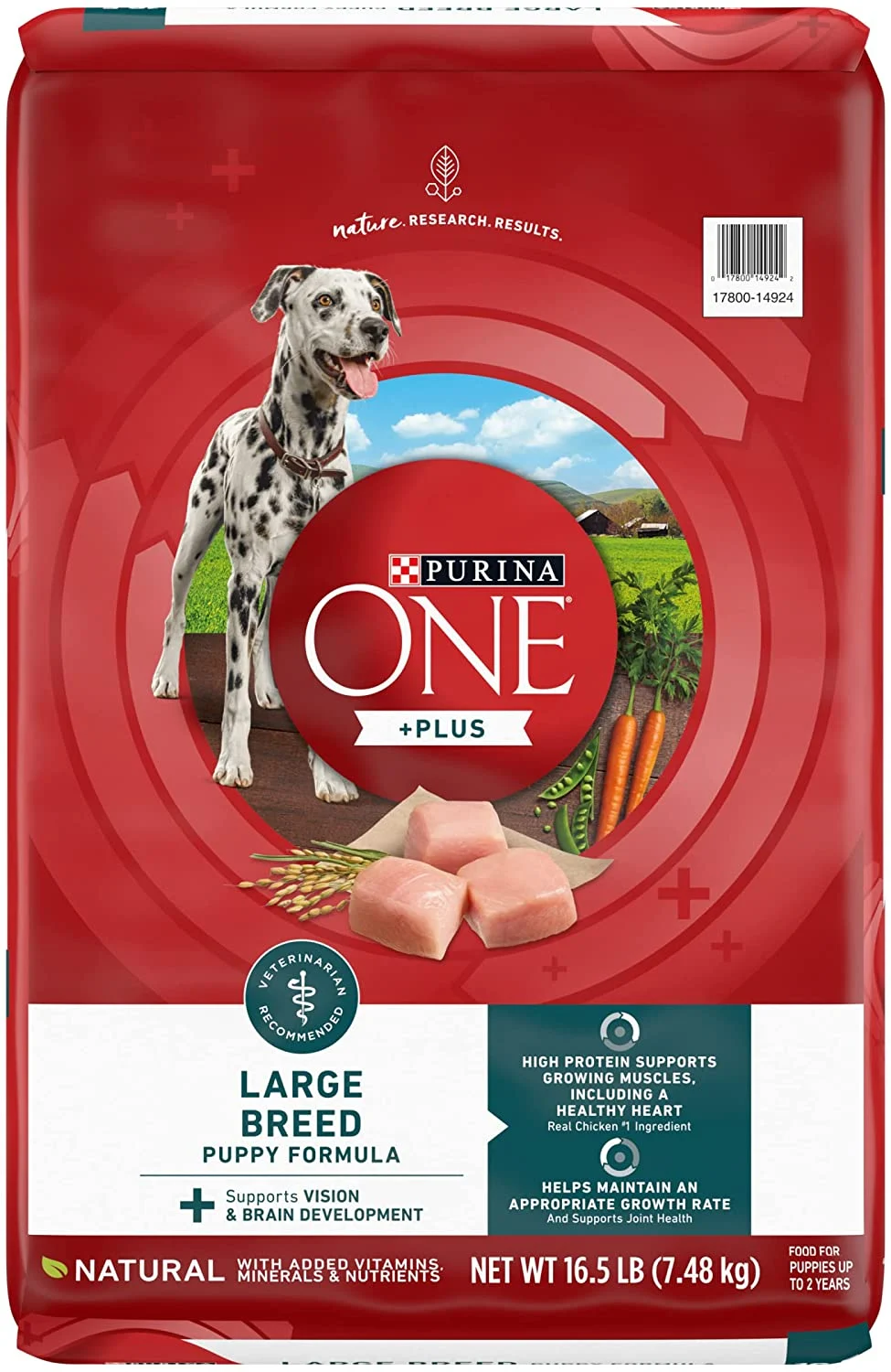 Purina ONE Natural, High Protein, Large Breed Dry Puppy Food, +Plus Large Breed Formula – 16.5 lb. Bag
