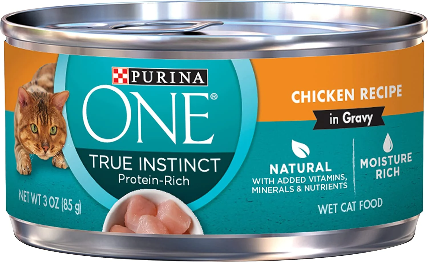 Purina ONE True Instinct Chicken Recipe, High Protein, Gravy Wet Cat Food – Pull-Top ,3 Ounce (Pack of 24)