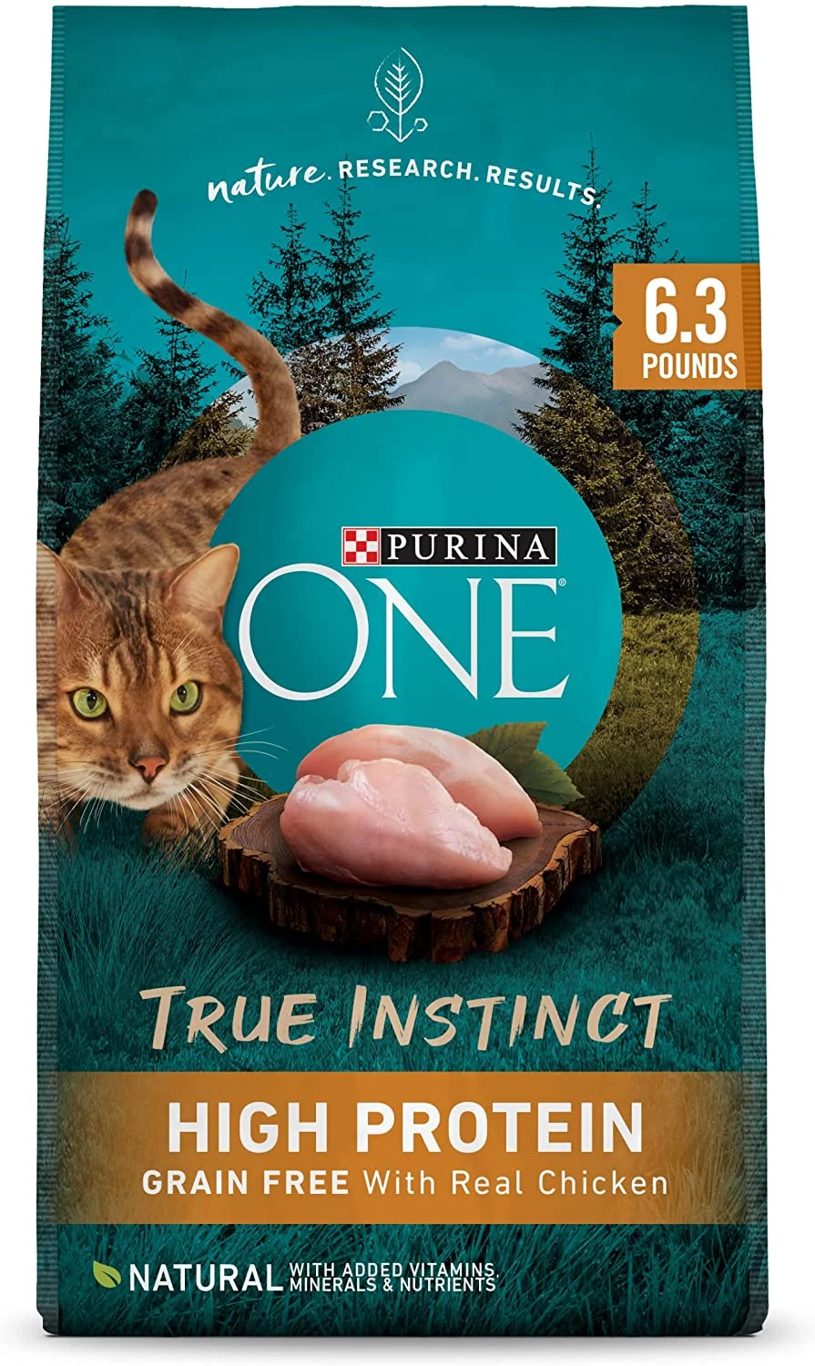 Purina ONE Adult Dry and Wet Cat Food True Instinct Grain Free High Protein, Natural Formula 6.3 lb. Bag