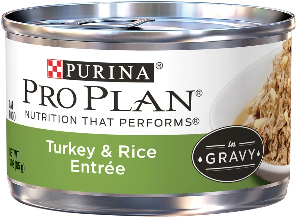 Purina Pro Plan Adult Turkey & Rice Entree in Gravy Canned Cat Food 3-oz case of 24