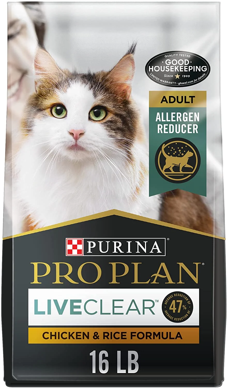 Purina Pro Plan Allergen Reducing, High Protein Dry Cat Food, LIVECLEAR Chicken and Rice Formula – 16 lb. Bag