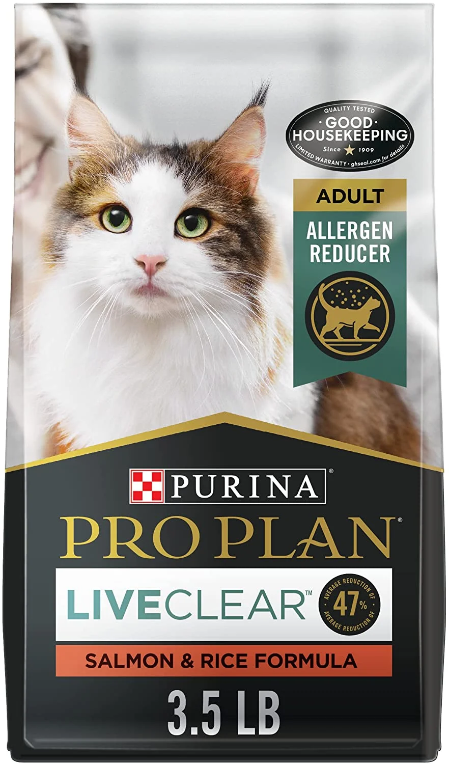 Purina Pro Plan Allergen Reducing, High Protein Dry Cat Food, LIVECLEAR Salmon and Rice Formula – 3.5 lb. Bag