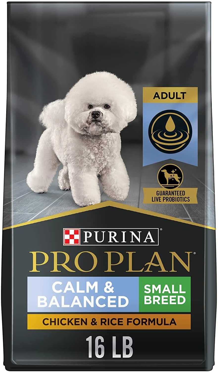 Purina Pro Plan Calm & Balanced Adult Small Breed Chicken and Rice Formula Dry Dog Food – 16 lb. Bag