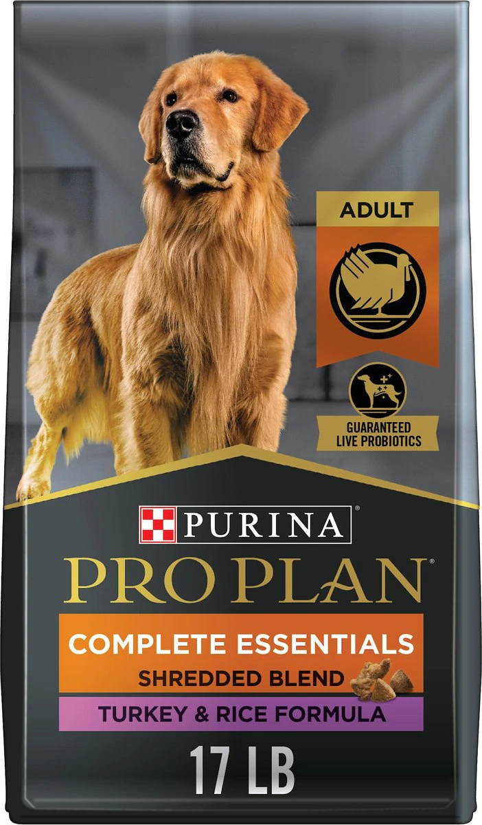 Purina Pro Plan Complete Essentials Shredded Blend Turkey & Rice Formula High Protein Dry Dog Food 17 lb. Bag
