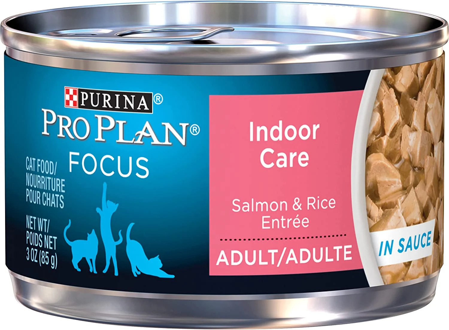 Purina Pro Plan Focus Adult Indoor Care Salmon & Rice Entree in Sauce Canned Cat Food (24) 3 oz. Cans