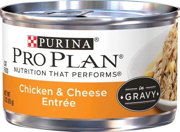 Purina Pro Plan High Protein Chicken & Cheese Entree in Gravy Wet Cat Food 3-oz pull-top can case of 24