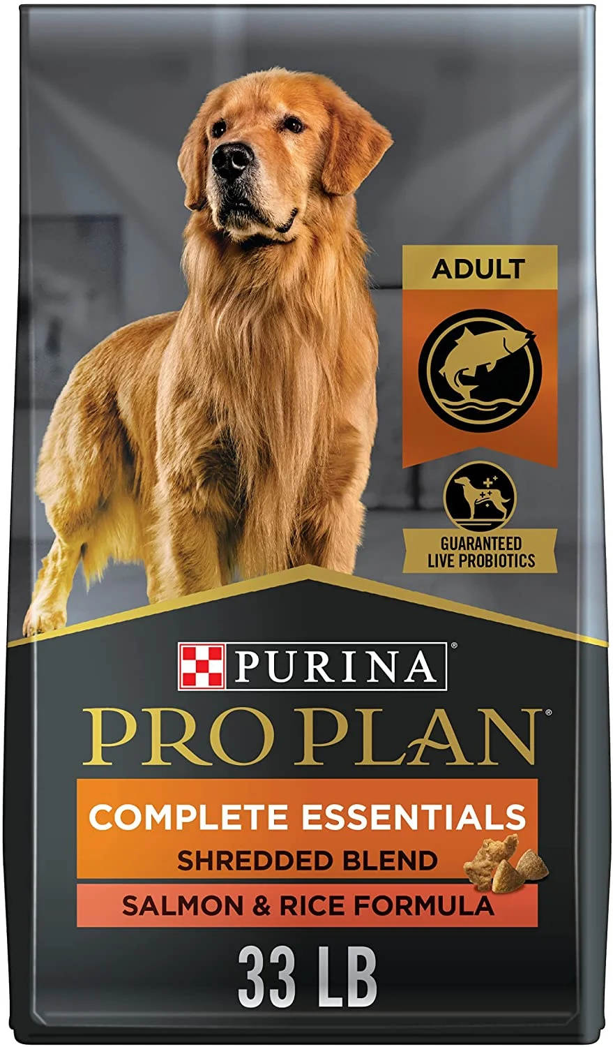 Purina Pro Plan High Protein Dry Dog Food With Probiotics for Dogs, Shredded Blend Salmon and Rice Formula – 33 lb. Bag