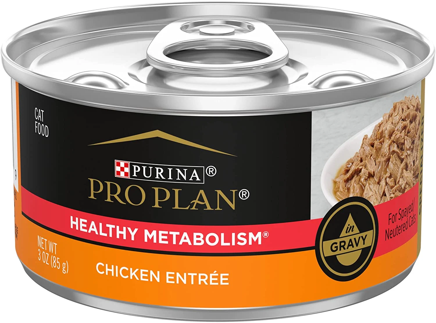 Purina Pro Plan High Protein Gravy Wet Cat Food, SPECIALIZED Healthy Metabolism Formula Chicken Entree – (24) 3 oz. Pull-Top Cans