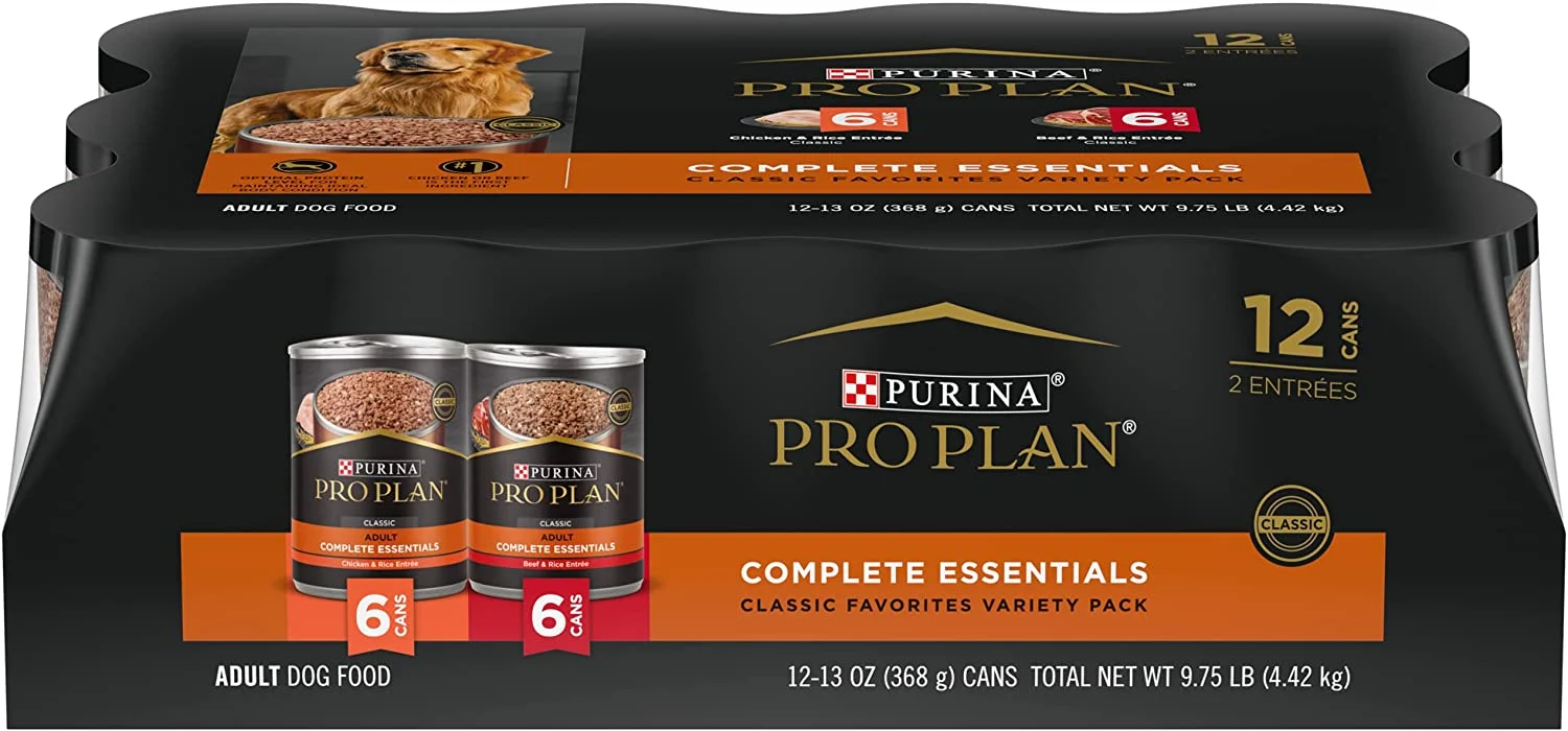 Purina Pro Plan High Protein, Pate Adult Wet Dog Food, Pate, Variety Pack (12) 13 oz. Cans