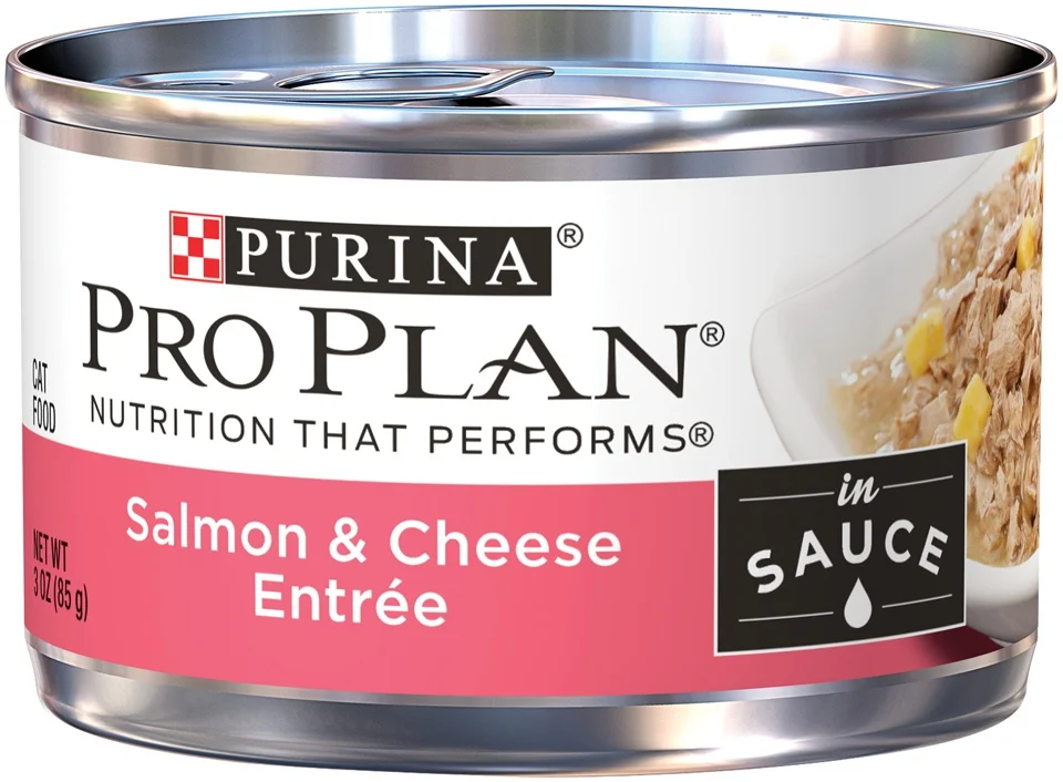 Purina Pro Plan High Protein Salmon & Cheese Entree in Sauce Wet Cat Food 3-oz pull-top can case of 24