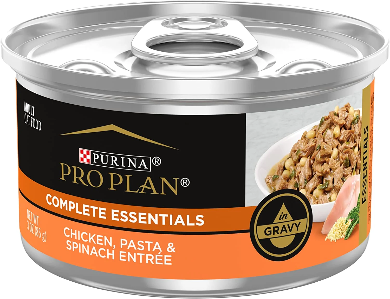 Purina Pro Plan High Protein Wet Cat Food Gravy, Chicken, Pasta and Spinach Entree – (24) 3 oz. Pull-Top Cans