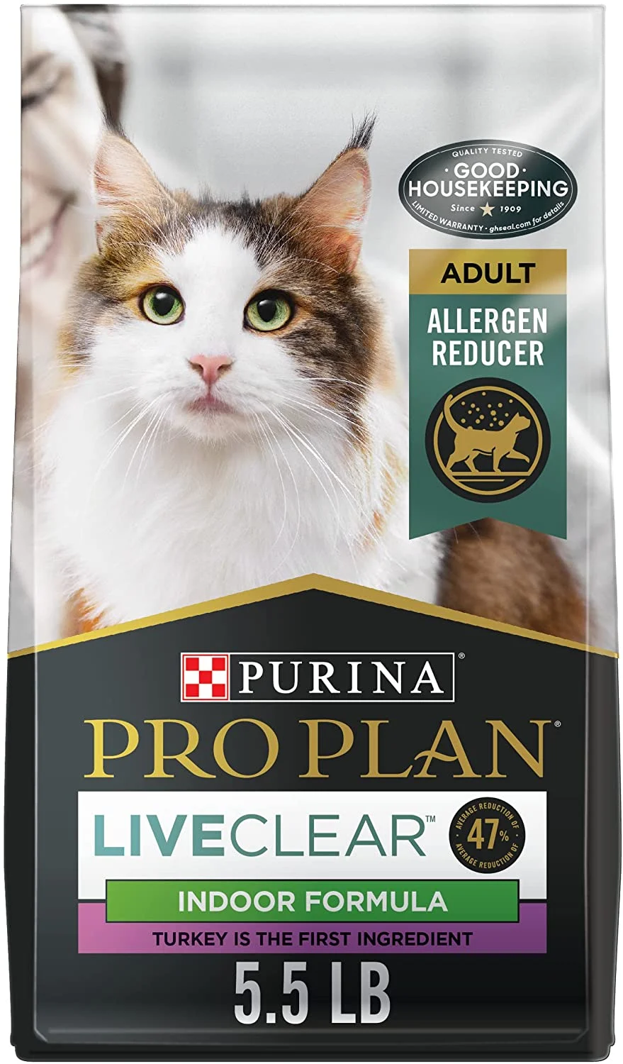 Purina Pro Plan LiveClear with Probiotics Allergen Reducing Indoor Turkey and Rice Adult Dry Cat Food 5.5 lb. Bag