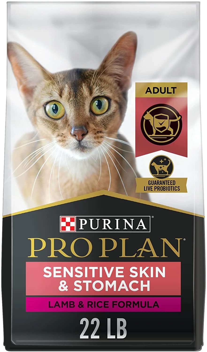 Purina Pro Plan Sensitive Skin and Stomach Cat Food, Lamb and Rice Formula – 22 lb. Bag